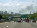 nashville skyline with black smoke billowing from southern publishing association fire